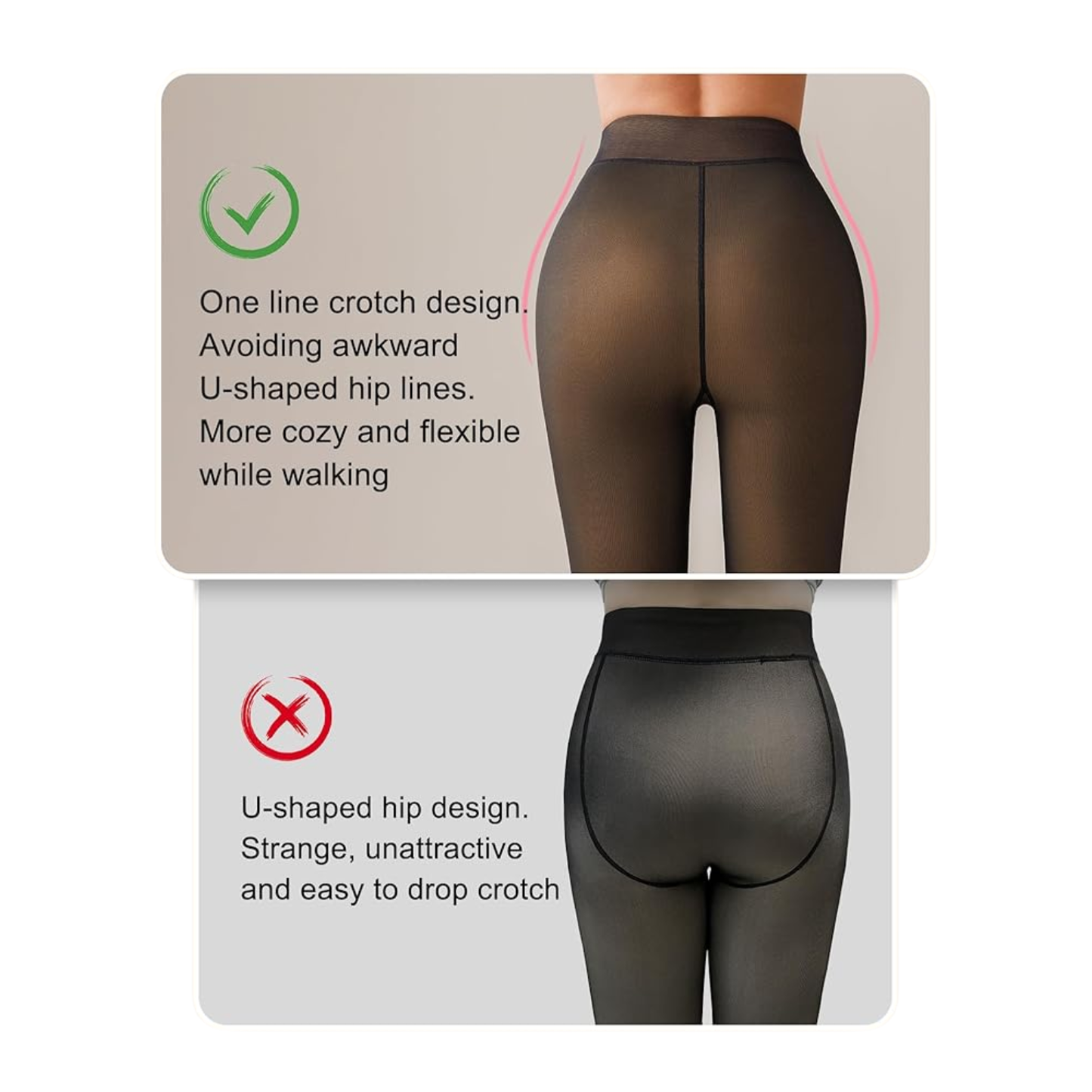 1215 Fleece Lined Leggings for Women – Faux Sheer Thermal Tights for Winter Warmth