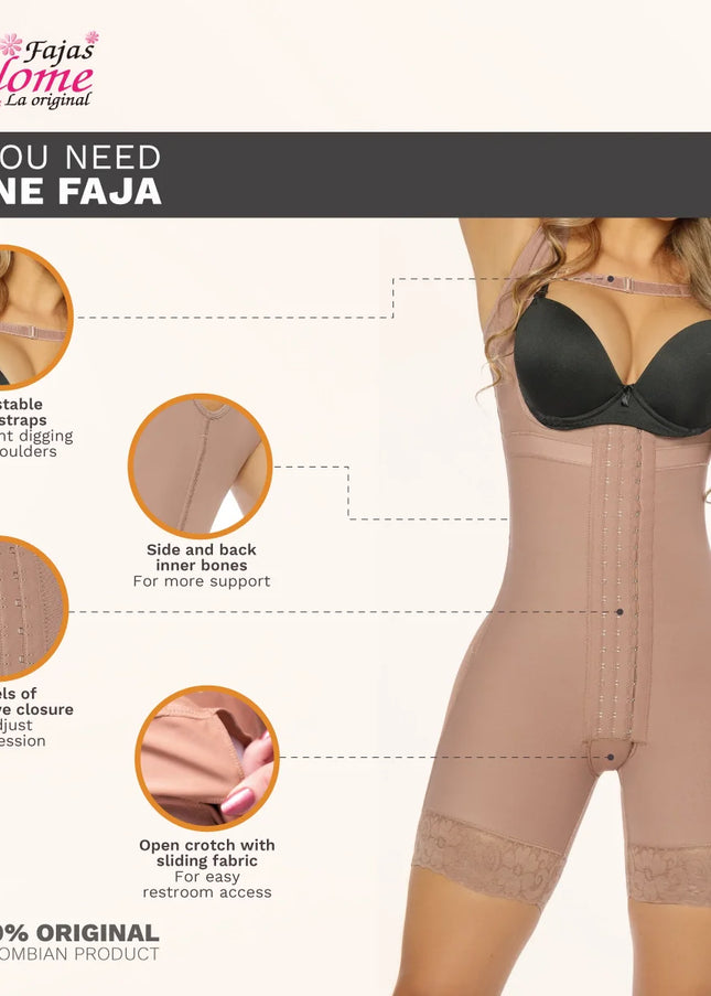 Mid-Thigh Body Shaper with Inner Butt Lifter & Waist Shaper | High Compression | Ref. 0233