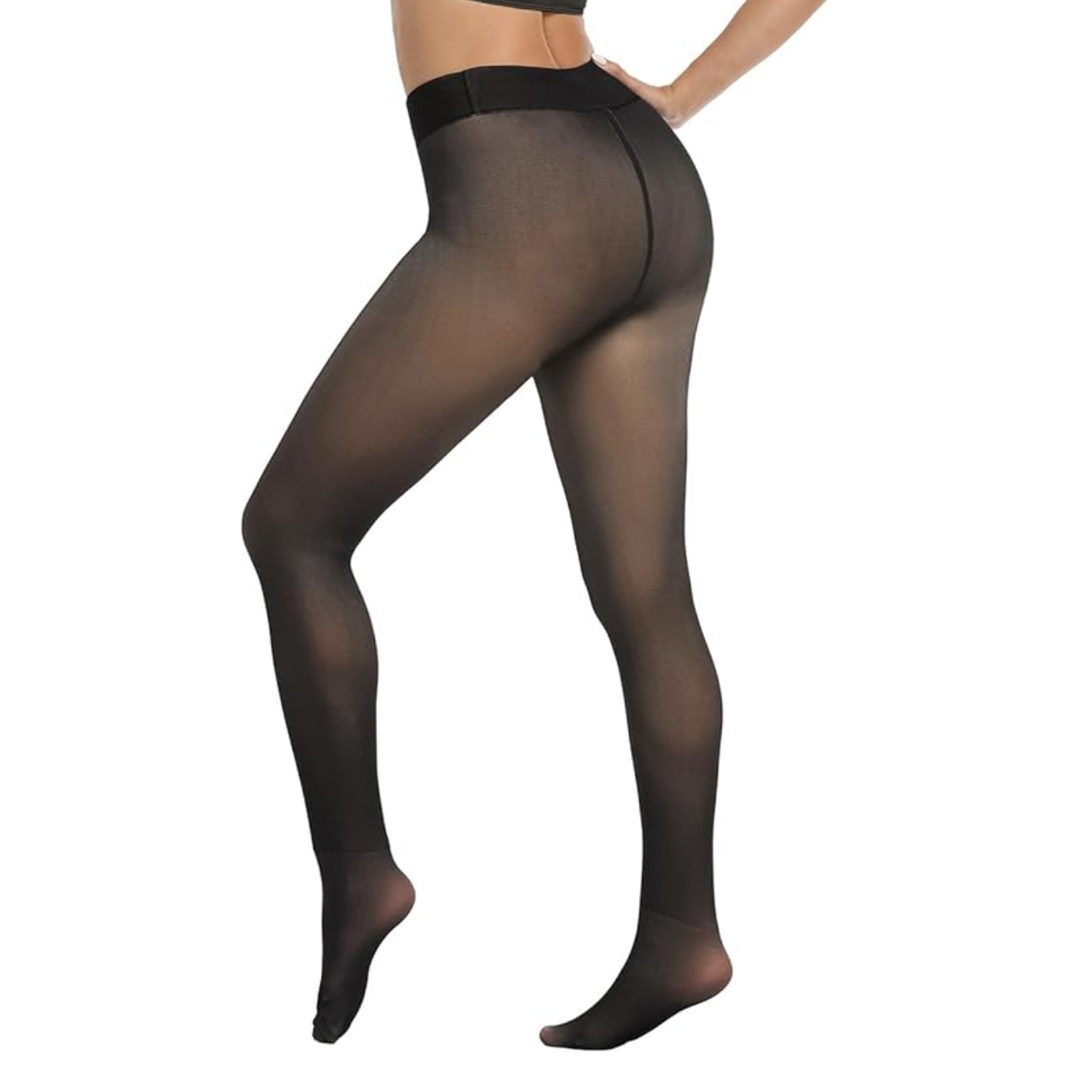 1215 Fleece Lined Leggings for Women – Faux Sheer Thermal Tights for Winter Warmth