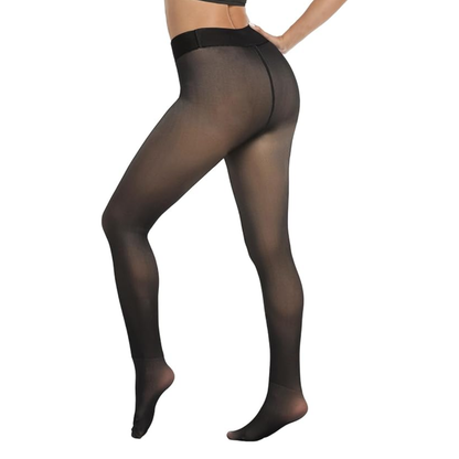 1215 Fleece Lined Leggings for Women – Faux Sheer Thermal Tights for Winter Warmth