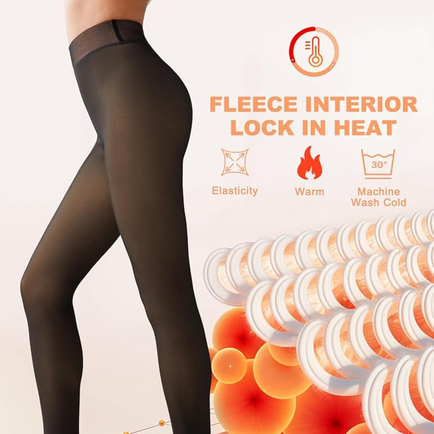 1215 Fleece Lined Leggings for Women – Faux Sheer Thermal Tights for Winter Warmth