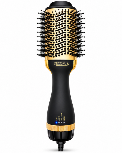 3 in 1 Hot Air Brush – Gold & Black Volumizing Blow Dryer Brush