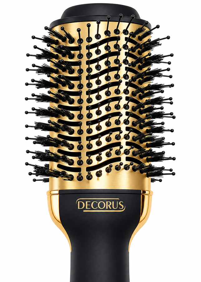 3 in 1 Hot Air Brush – Gold & Black Volumizing Blow Dryer Brush