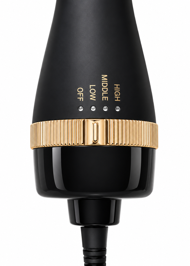 3 in 1 Hot Air Brush – Gold & Black Volumizing Blow Dryer Brush