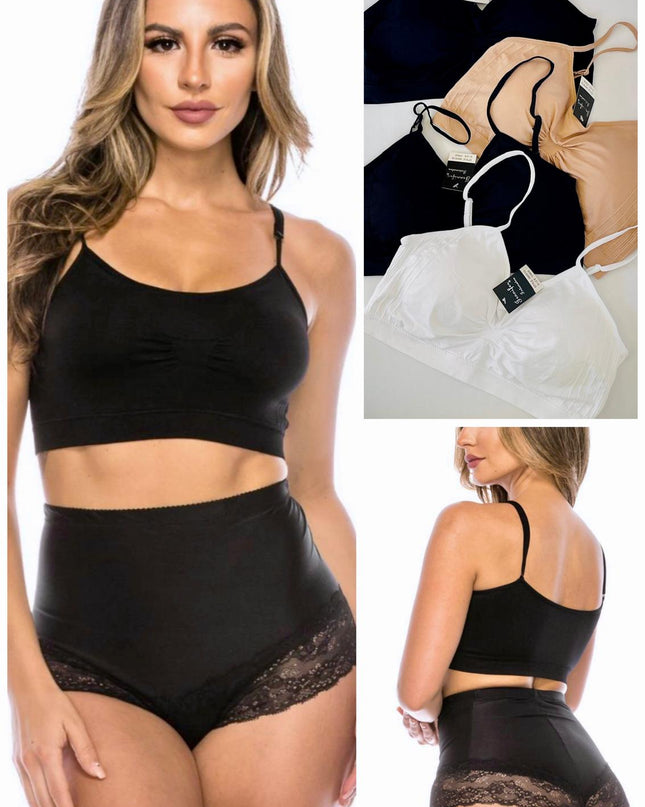 Women's Spaghetti Strap Cotton Sports Bra Pack of 6
