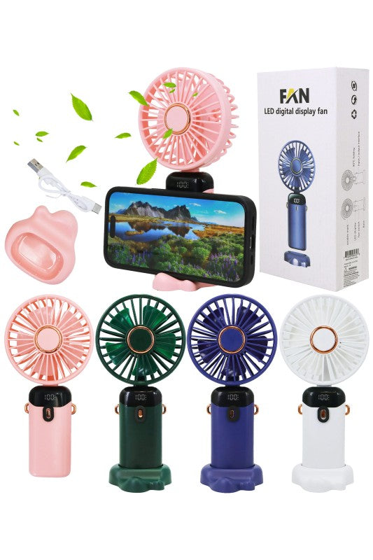 Portable Phone Tabletop Electric Fan W/ Display